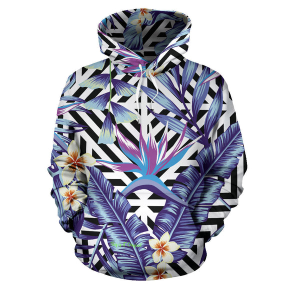 Violet Tropical Flowers Art Design All Over Hoodie