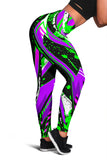 Racing Style Violet & Neon Green Women's Leggings