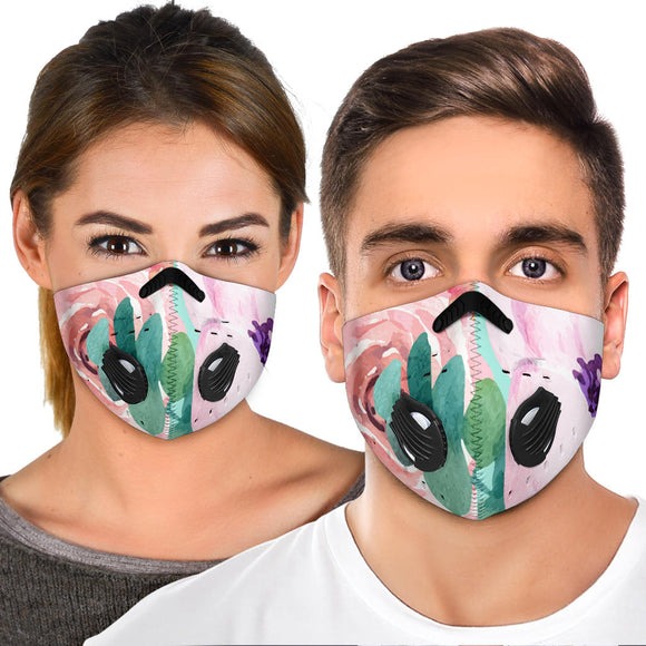 Lovely Pink Flowers Art Two Premium Protection Face Mask