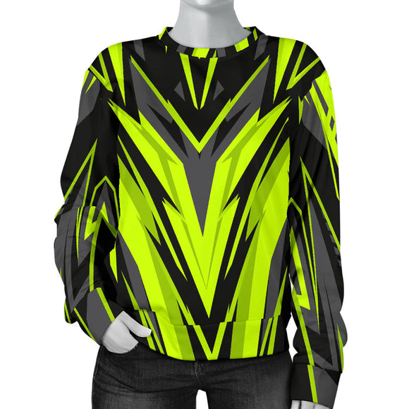 Racing Style Neon Green & Black Women's Sweater