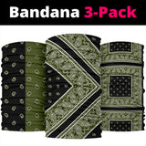 Perfect Army Black and Green Bandana Style Bandana 3-Pack