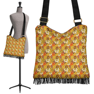 Orange Flower Power Crossbody Boho Handbag