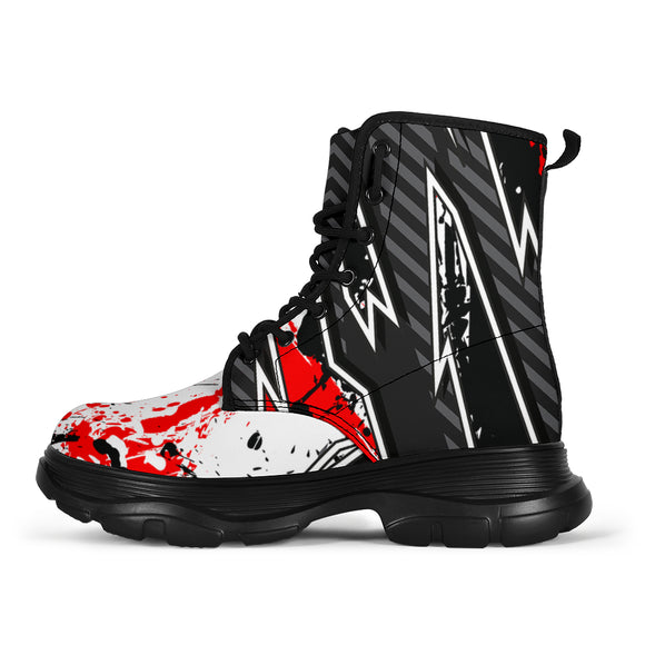 Racing Style Bloody Red  & Black Vibes Chunky Boots