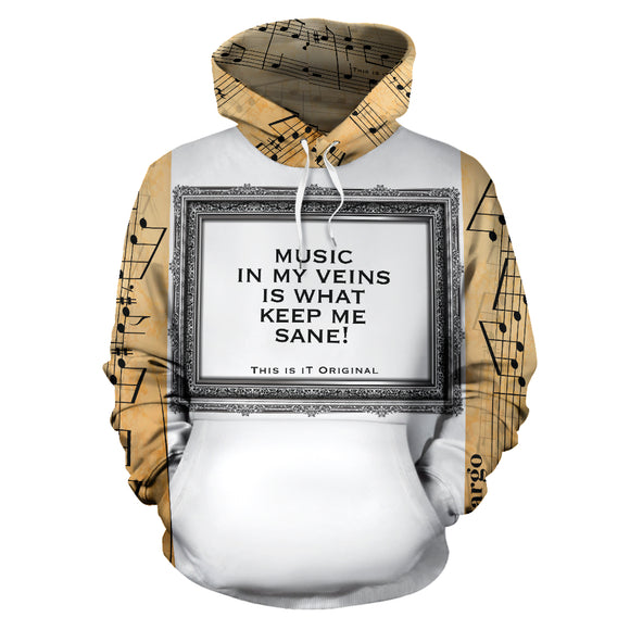 Music in my veins is what keep me sane. Music in Silver Frame Edition Hoodie