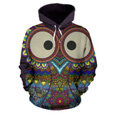 Lovely Big Eye Colorful Owl All Over Hoodie