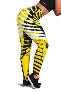 Racing Urban Style Yellow & White & Black Colorful Vibe Women's Leggings