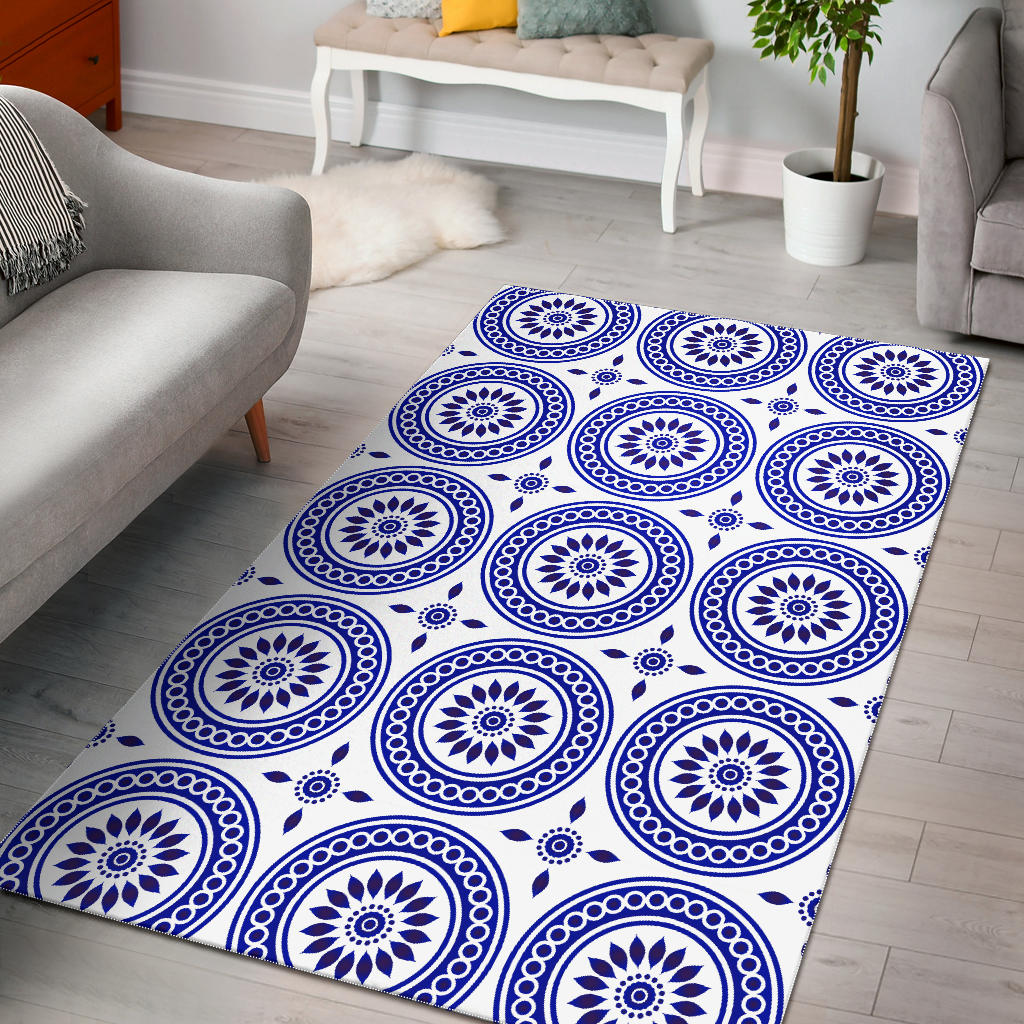 White Rug Blue Design Luxury Traditional White & Blue Ornaments Design Two Area Rug – This is ...