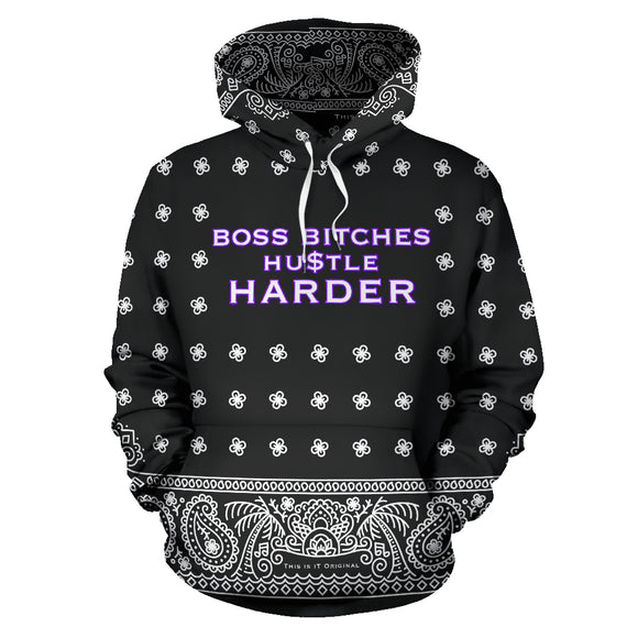 Boss bitches hu$tle harder. Bandana Black & White Style Hoodie
