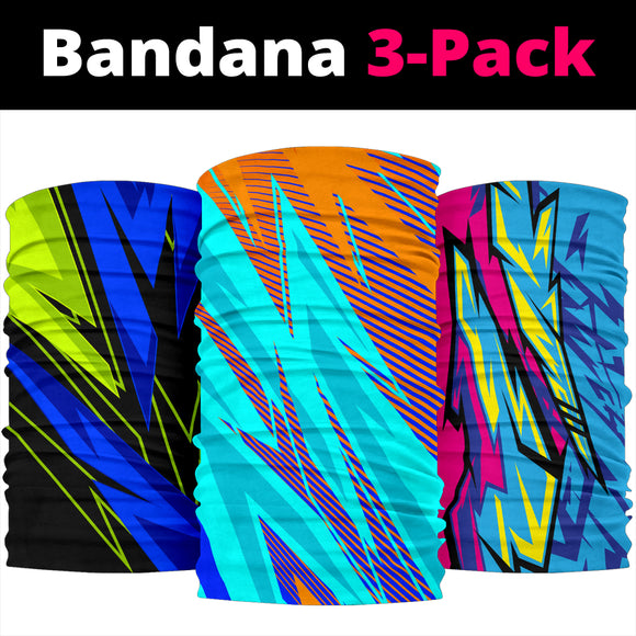 Racing Style Colorful 8 Bandana 3-Pack