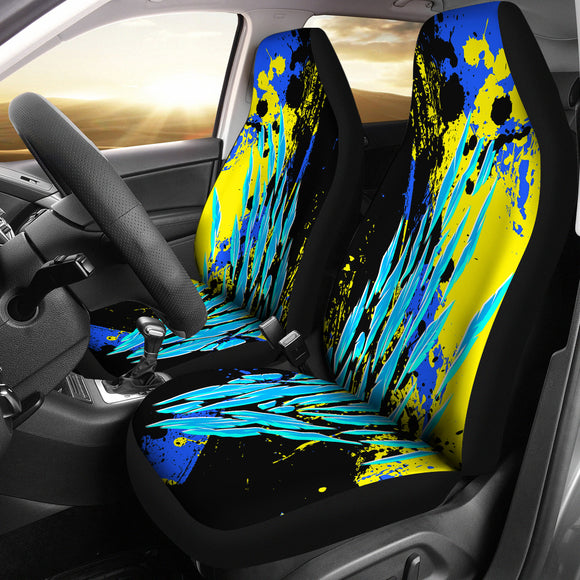 Racing Style Light Blue Splash & Yellow Vibes Car Seat Covers