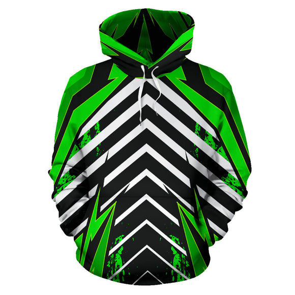 Racing Urban Style Green & White Stripes Vibes All Over Hoodie
