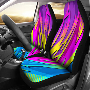 Racing Style Light Blue Splash & Pink Colorful Vibes Car Seat Covers