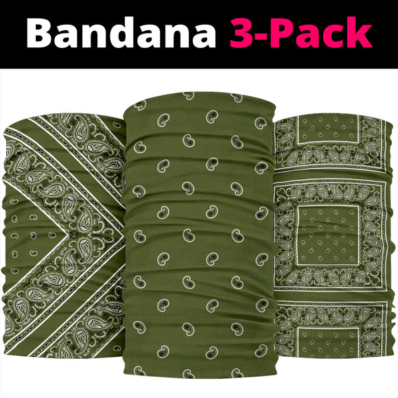 Perfect Army Green Bandana Style Bandana 3-Pack