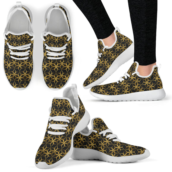 Black & Gold Geometric 2 Mesh Knit Sneakers