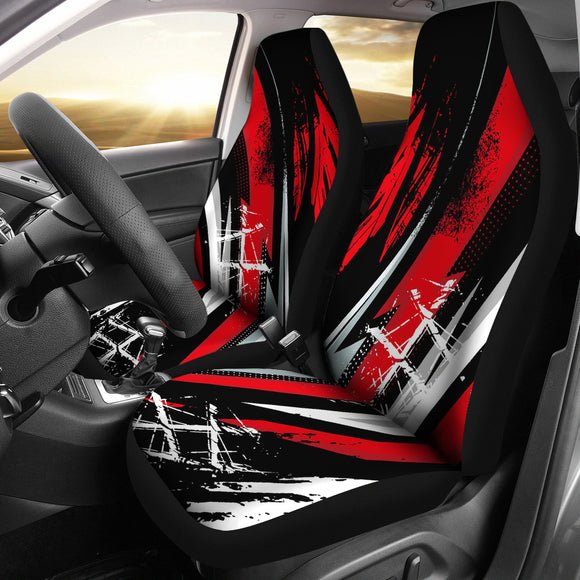 Racing Style Wild Red & White Stripes Vibes Car Seat Covers