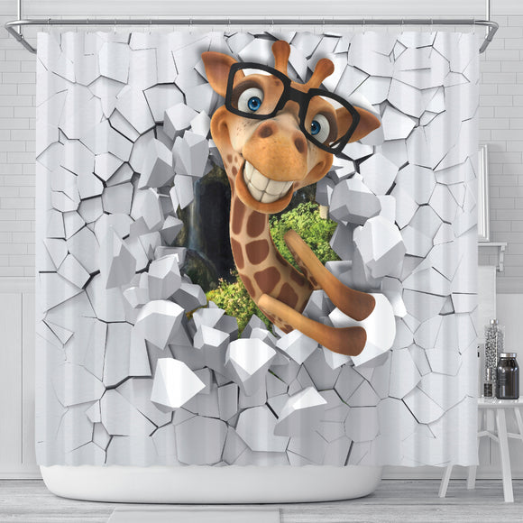 3D Giraffe Shower Curtain