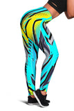 Racing Style Ocean Blue & Yellow & Grey Colorful Vibe Women's Leggings
