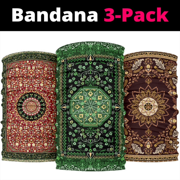 Luxury Oriental Mandala 3 Design on Bandana 3-Pack