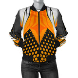 Racing Style Orange & Black Hexagon Vibes Women's Bomber Jacket