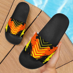 Racing Style Neon Orange & Black Vibes Slide Sandals