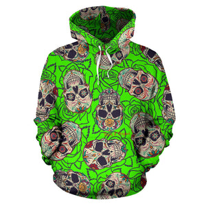 Neon Green Style & Skull Design All Over Hoodie
