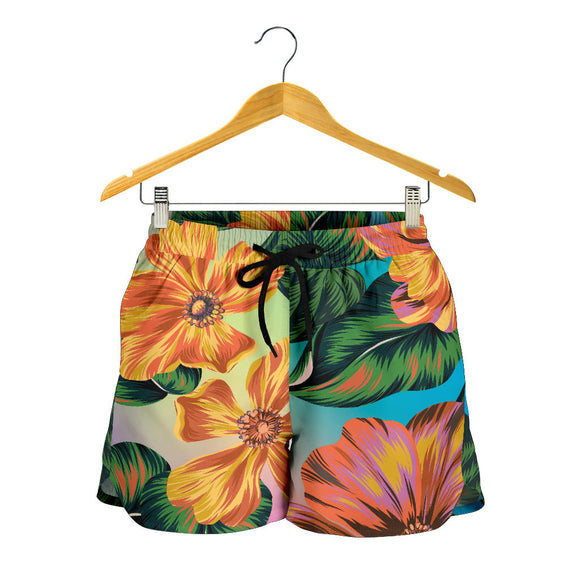 Orange Flowers Women's Shorts