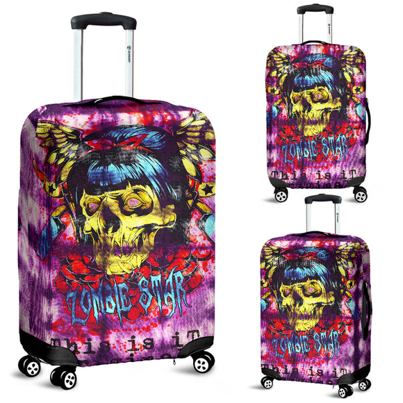Famous Rock Zombie Star Madam X Colorful Violet Tie Dye X Marble Design Luggage Cover
