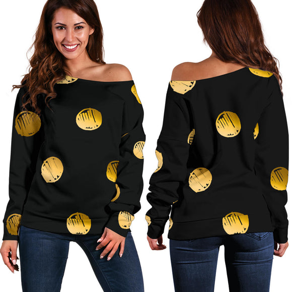 Luxury Golden Dots Women's Off Shoulder Sweater