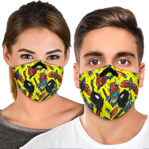 Hawkmoth, Devil, Rose, Anchor in Lovely Yellow Design Premium Protection Face Mask