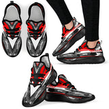 Racing Army Style Grey & Red Mesh Knit Sneakers