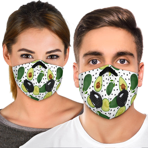 Real Avocado Design With Dots Premium Protection Face Mask
