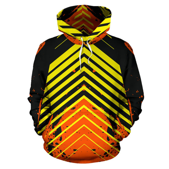 Racing Urban Style Orange & Yellow Stripes Vibes All Over Hoodie