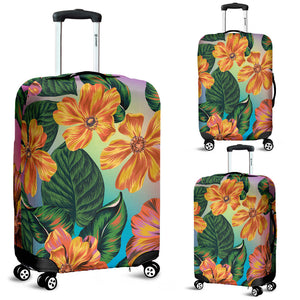 Orange Flowers Luggage Cover
