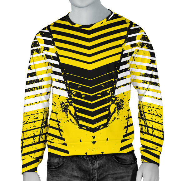 Racing Urban Style Yellow & White Stripes Vibes Men's Sweater