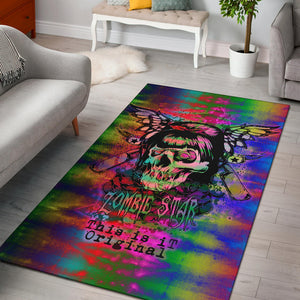 Famous Rock Zombie Star X Colorful Rainbow Tie Dye Design Area Rug