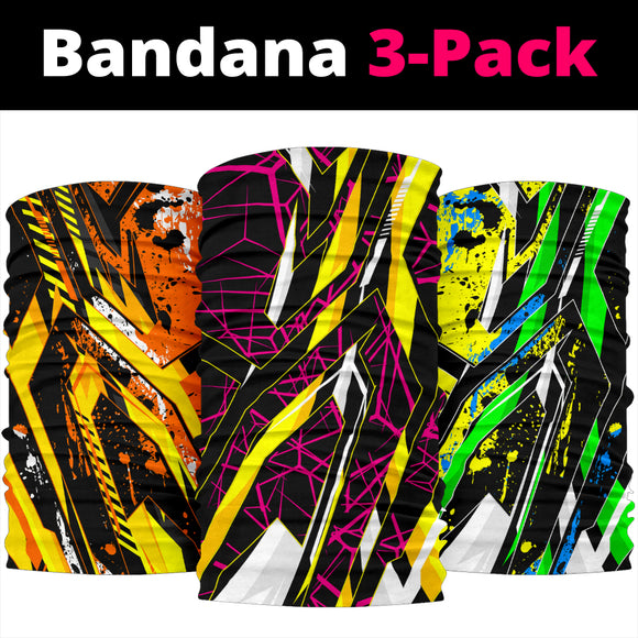 Racing Style Colorful Vibes Bandana 3-Pack