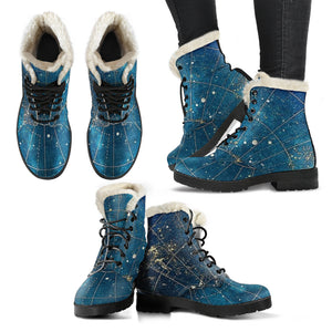 Stars Night Lovers Faux Fur Leather Boots