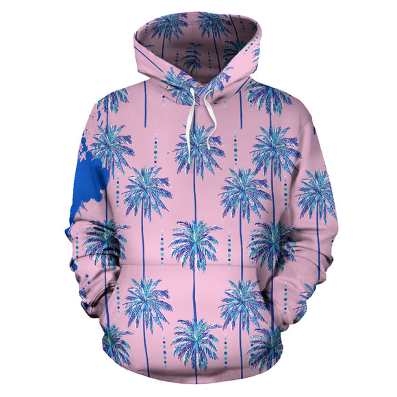 Pink Color Palm Blue Style Street Art Design Hoodie