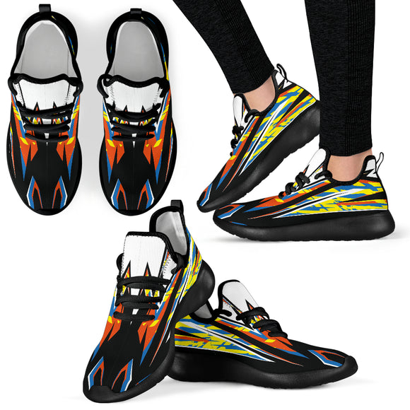 Racing Style Colorful Geometric Mesh Knit Sneakers