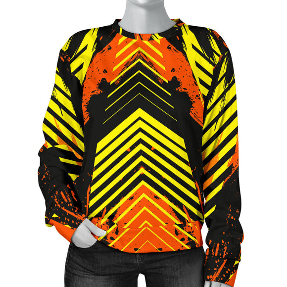 Racing Urban Style Orange & Yellow & Black Women's Sweater