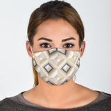 Geometric Design Retro Style Beige Protection Face Mask