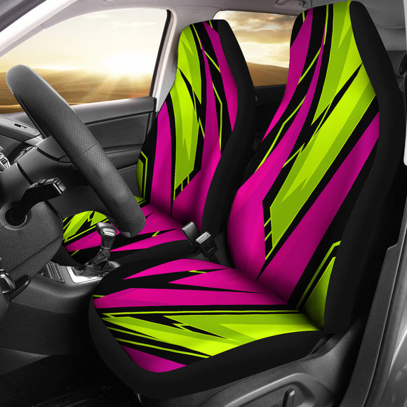 Racing Style Pink & Green Colorful Vibes Car Seat Covers