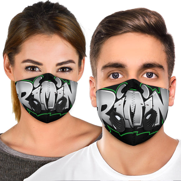 Neon Green Graffiti Criminal Premium Protection Face Mask