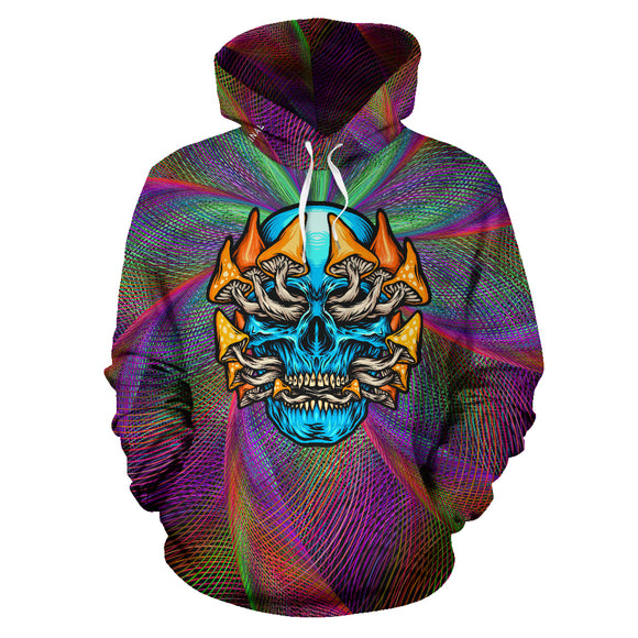 Colorful Psychedelic Design Skull with Mushrooms Three Hoodie – This is ...