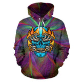 Colorful Psychedelic Design Skull with Mushrooms Three Hoodie