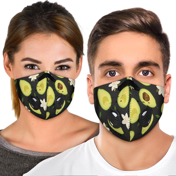 Real Avocado Design With Flowers Premium Protection Face Mask