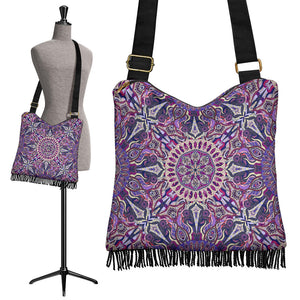 Ornamental Magical Purple Crossbody Boho Handbag