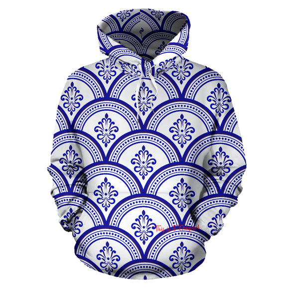Amazing Traditional White & Blue Ornaments Vibes One All Over Hoodie