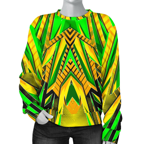 Racing Brazil Style Yellow & Neon Green Colorful Vibe Women's Sweater