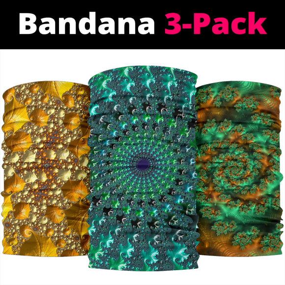 Psychedelic Abstract Mandala Style Collection Bandana 3-Pack